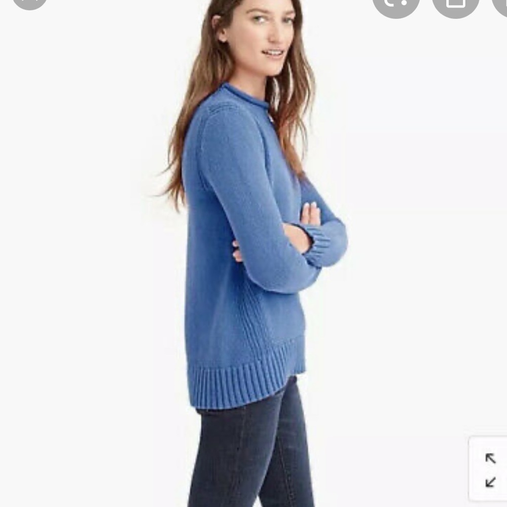 New J Crew Women's Roiineck Sweater Size S Small Blue - Picture 2 of 9